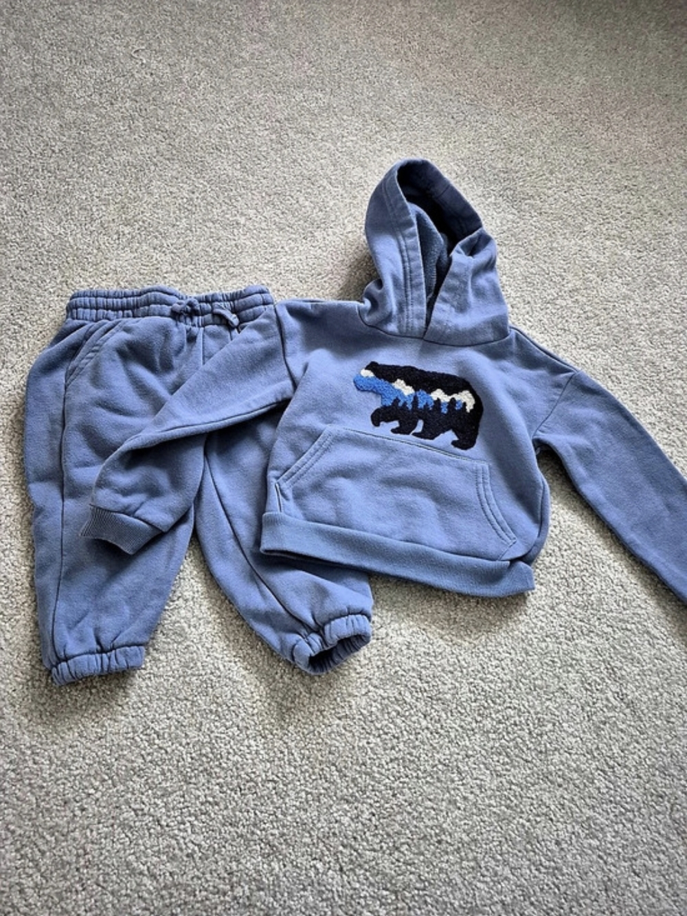 Stitch & Stone Boys 2T Blue Bear Hoodie Jogger Set
